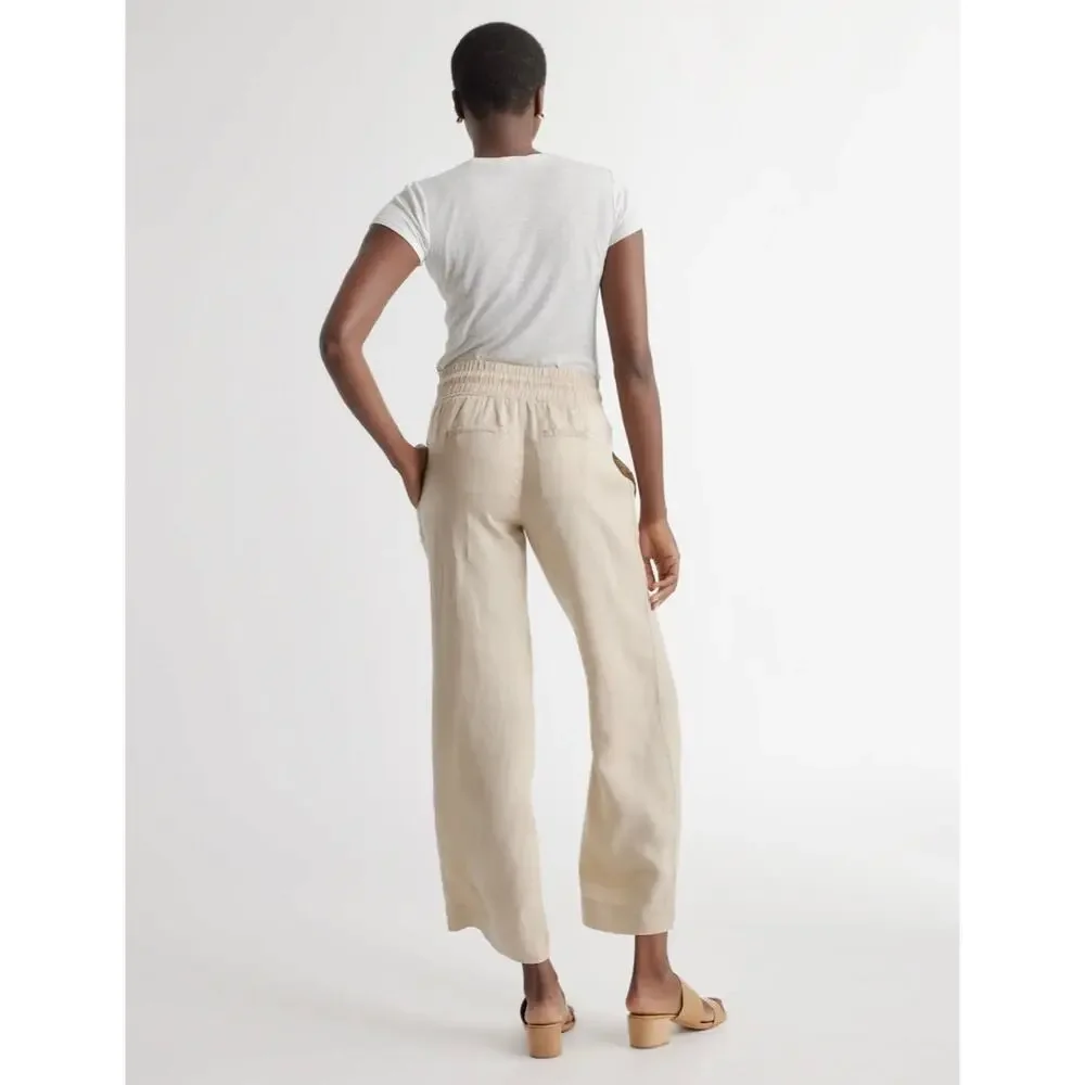 Quince 100% European Linen Elastic Waist Drawstring Wide Leg Coastal Pants XS